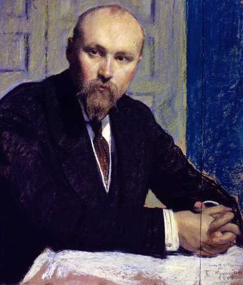 Portræt af Nikolay Rerich (1874-1947) 1913 (pastel på pap) af Boris Mikhailovich Kustodiev