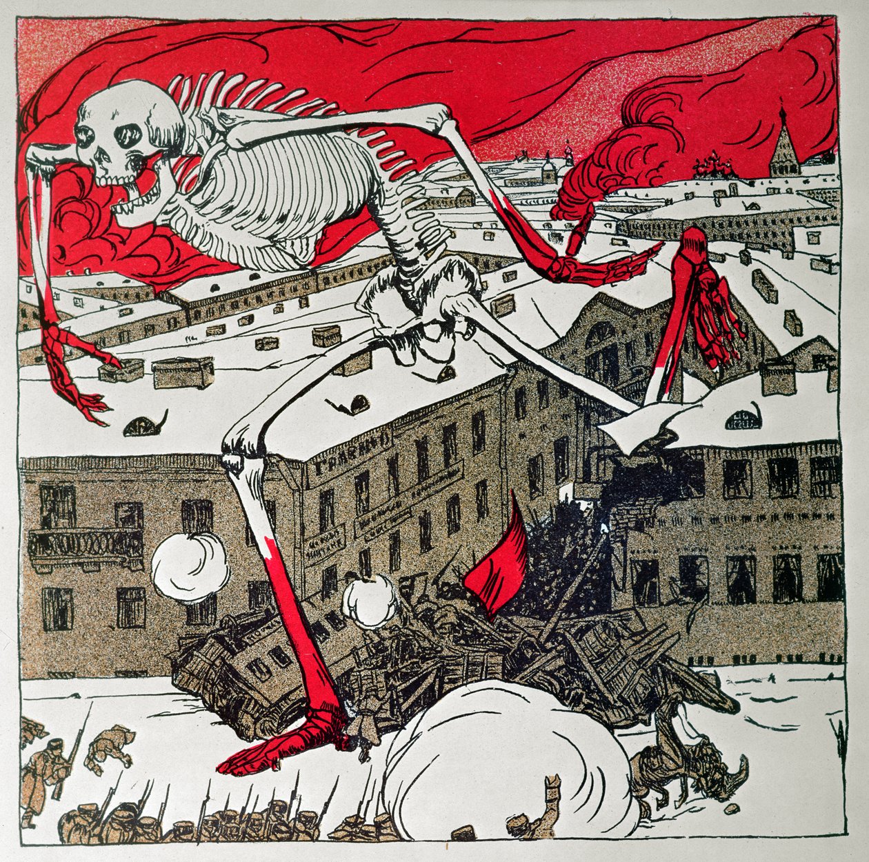 Plakat udgivet af de revolutionære i Skt. Petersborg af Boris Mikhailovich Kustodiev