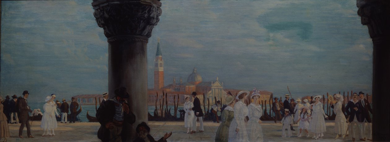 Promenade i Venedig, 1907-1908 af Boris Mikhailovich Kustodiev