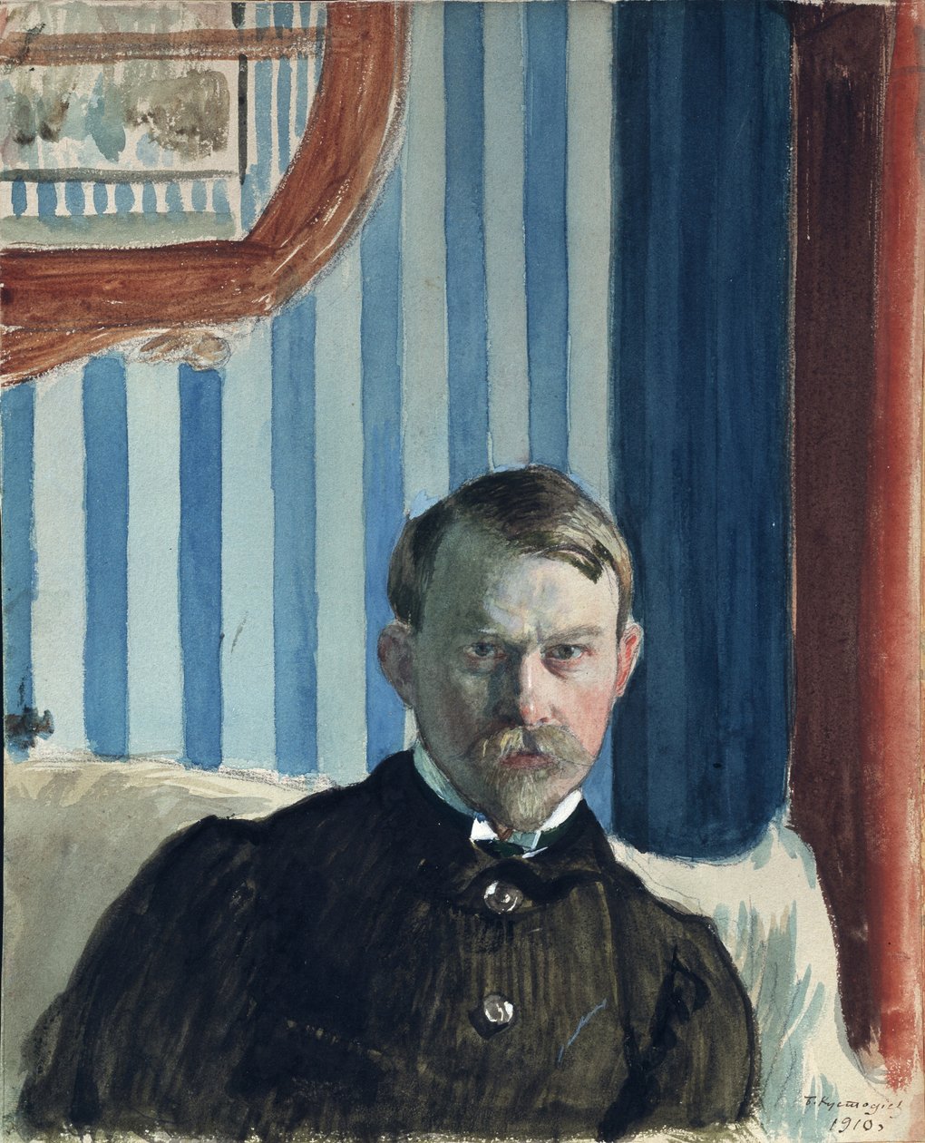Selvportræt, 1910 af Boris Mikhailovich Kustodiev