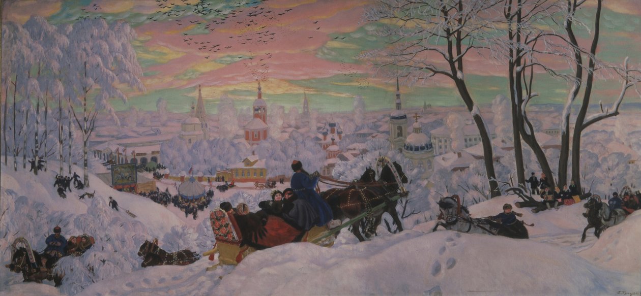 fastelavn, 1916 af Boris Mikhailovich Kustodiev