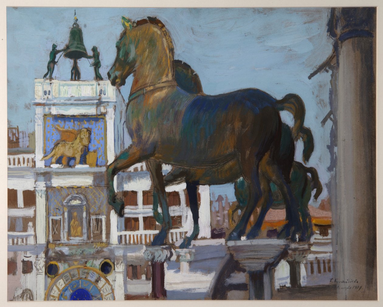 Hestene i San Marco, 1907 af Boris Mikhailovich Kustodiev