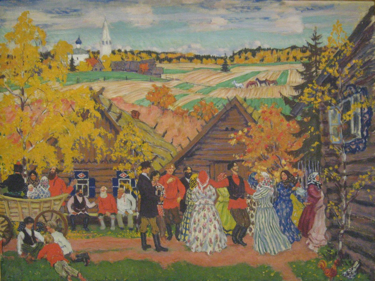 Landsbyfest, 1924 af Boris Mikhailovich Kustodiev