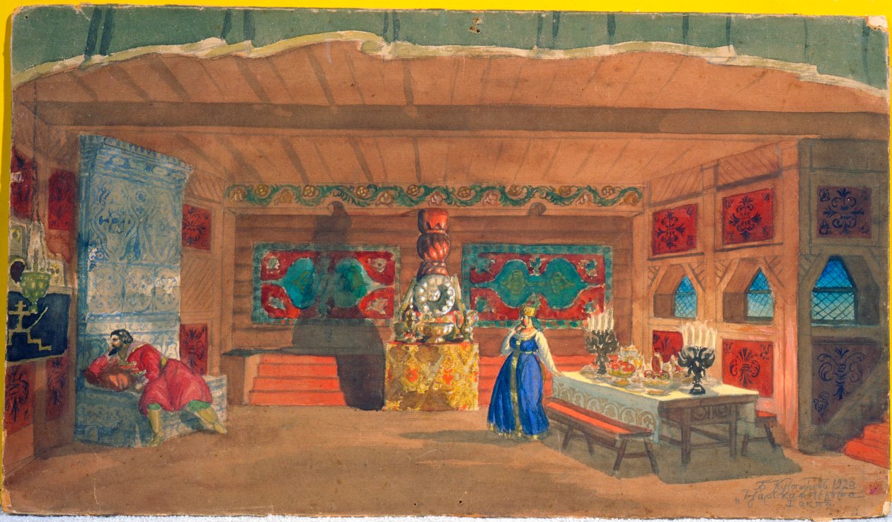 Scenedesign til operaen The Tsars Bride af Nikolai Rimsky-Korsakov, 1920 af Boris Mikhailovich Kustodiev