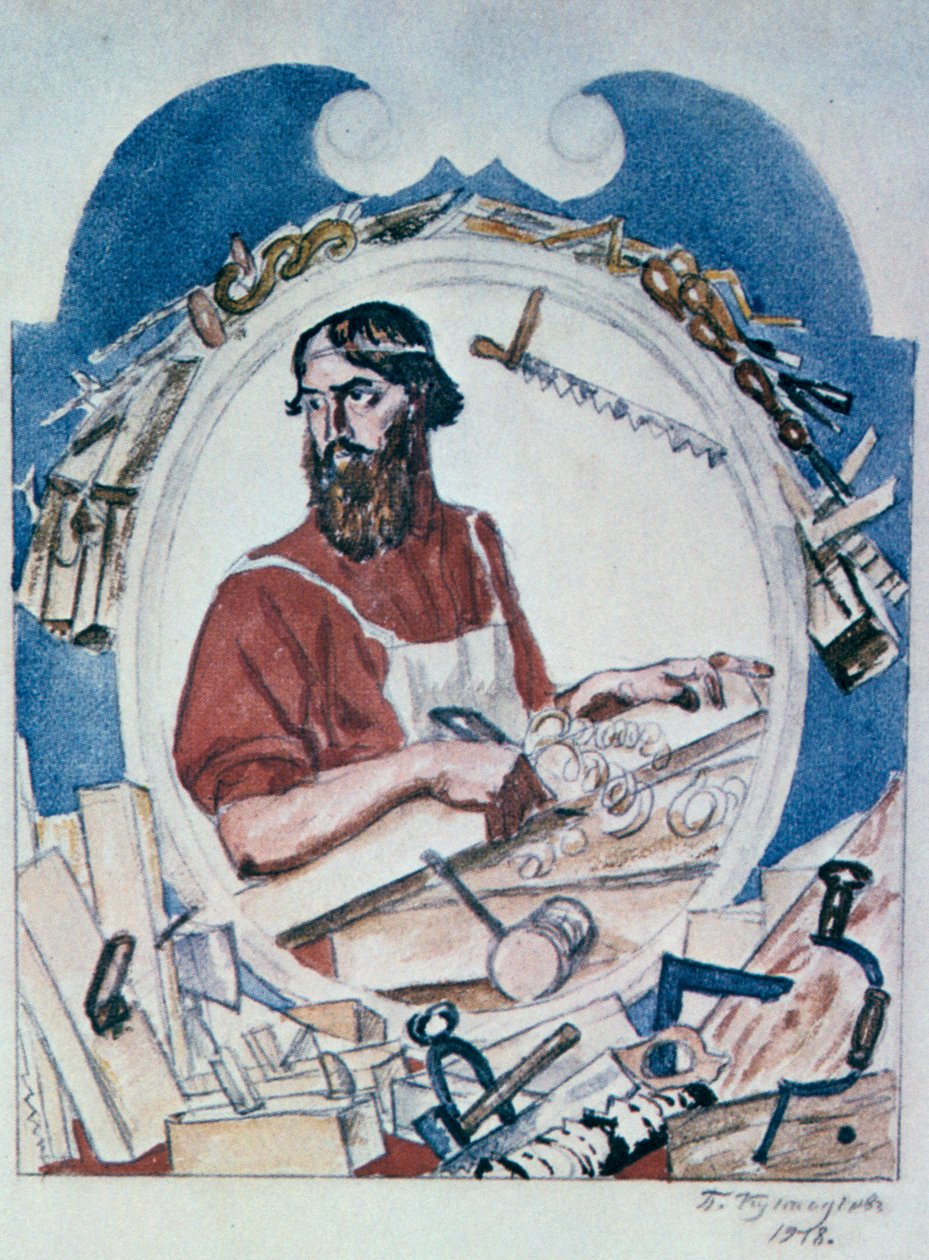 Tømreren, 1918. af Boris Mikhailovich Kustodiev