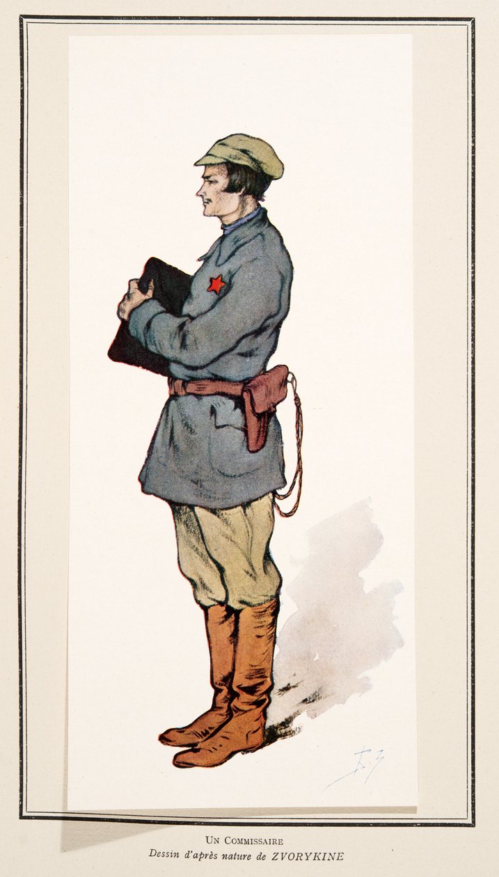 Kommissær fra History of the Soviets, pub. 1922 (farve litho) af Boris Vasilievich Zvorykin