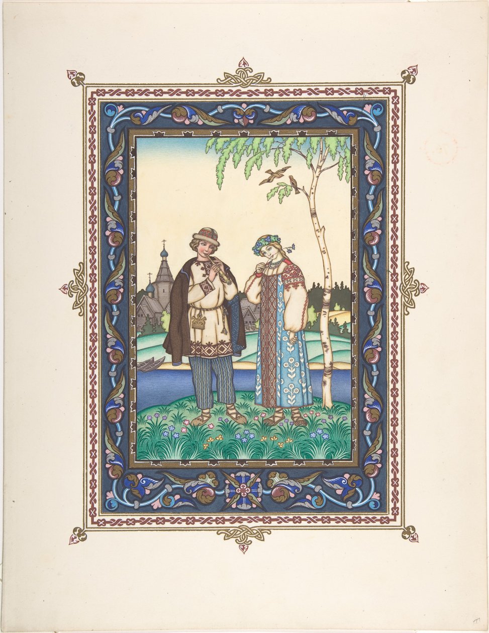 Illustration til eventyret Snegurochka, ca. 1925 af Boris Vasilievich Zvorykin