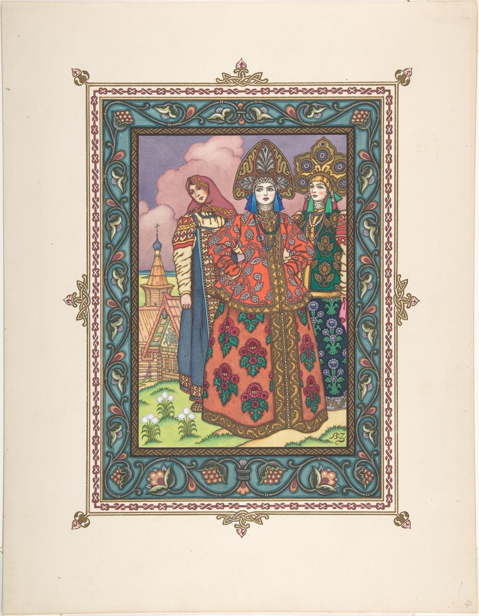 Illustration til eventyret Vasilisa den smukke, ca. 1925 af Boris Vasilievich Zvorykin