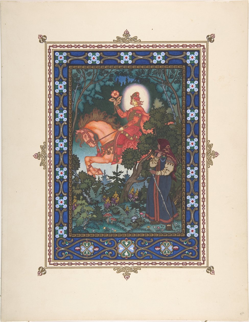 Illustration til eventyret Vasilisa den smukke, ca. 1925 af Boris Vasilievich Zvorykin