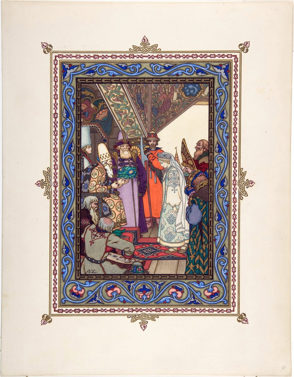 Snegourotchka ( ou Snegourka, la Fille de neige) - Illustration til eventyret Snegurochka par Zvorykin, Boris Vasilievich (1872-efter 1935), ca. 1925 - Farvelitografi, 27,3x20,5 - Privat samling af Boris Vasilievich Zvorykin