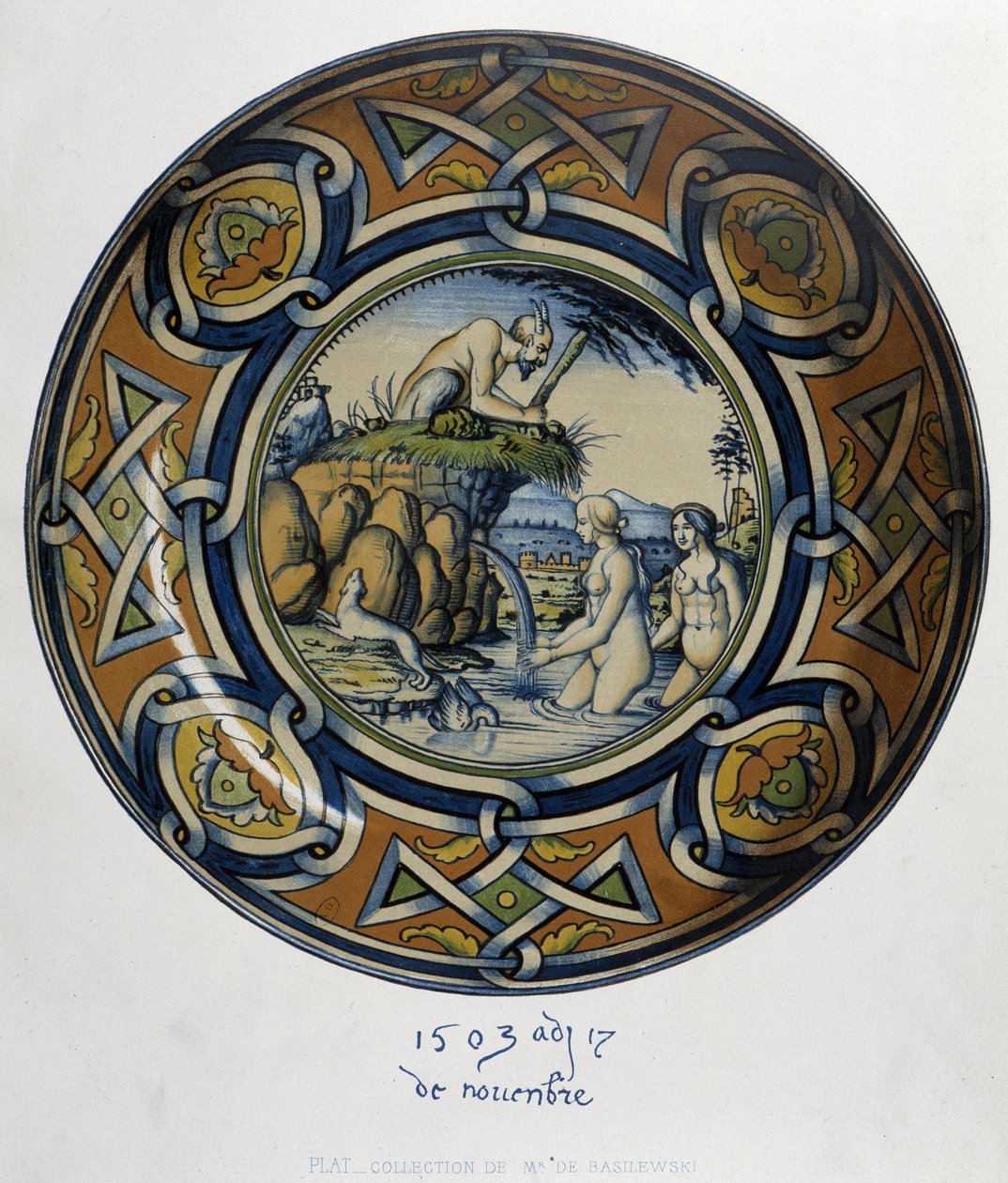 Actéon overraskende Artemis (diane) au bain - i "Collection of Italian faiences of the XV, XVI and XVIIIth centuries", designet af C. Delange og C. Borneman, red. Delange, Paris af Bornemann Bornemann