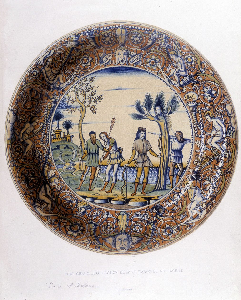 Daphne forvandlet til en Laurier for at undslippe forfølgelsen af Apollo - i "" Samling af italienske fajancer fra XV, XVI og XVIII århundreder", designet af C. Delange og C. Borneman, red. Delange, Paris af Bornemann Bornemann