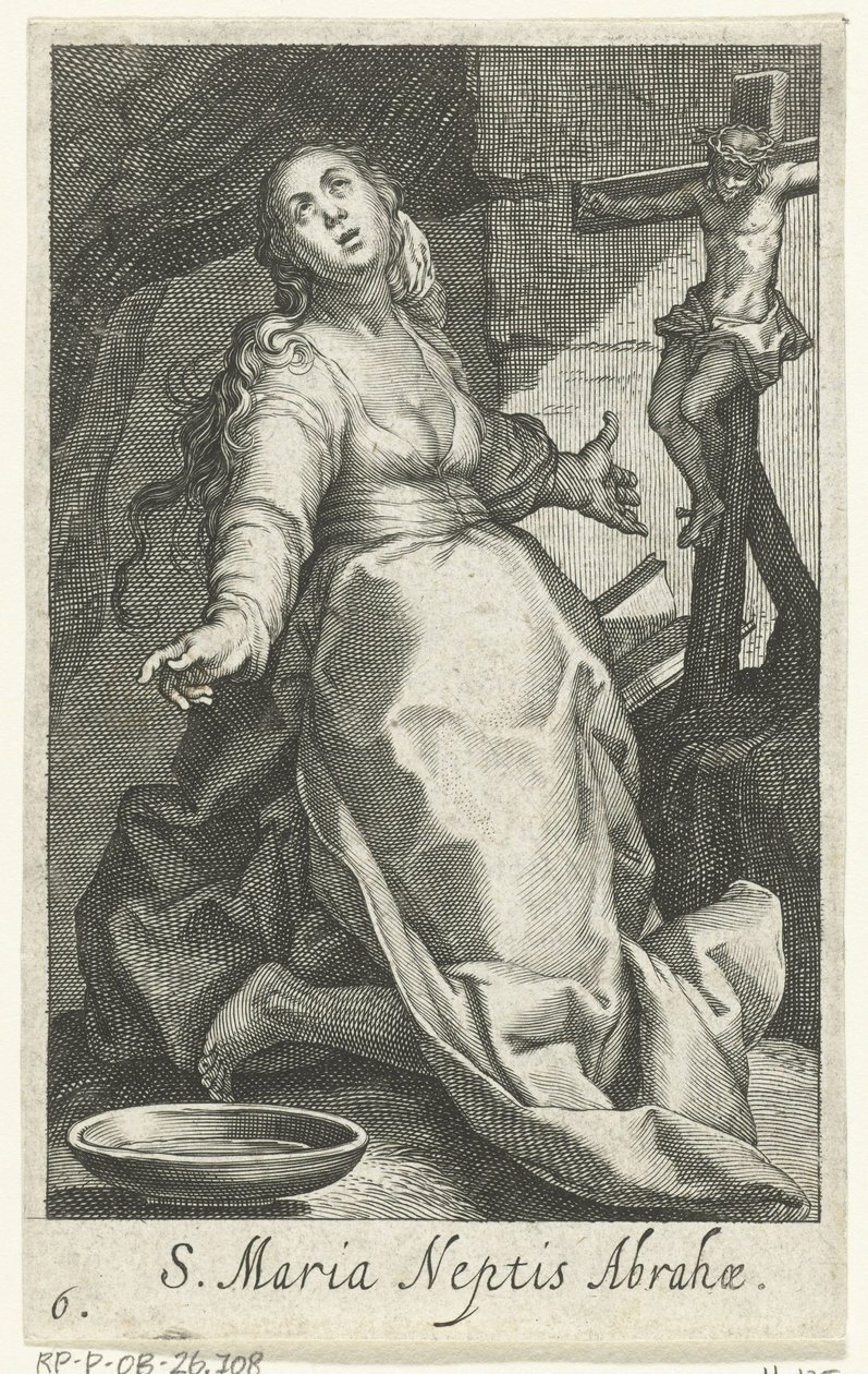 Heilige Maria als kluizenares Saint Mary Nephew of Abraham (titel på objekt) Kluizenaressen (serietitel) The Sacred Desert of Ascetics (serietitel) af Boëtius Adamsz. Bolswert
