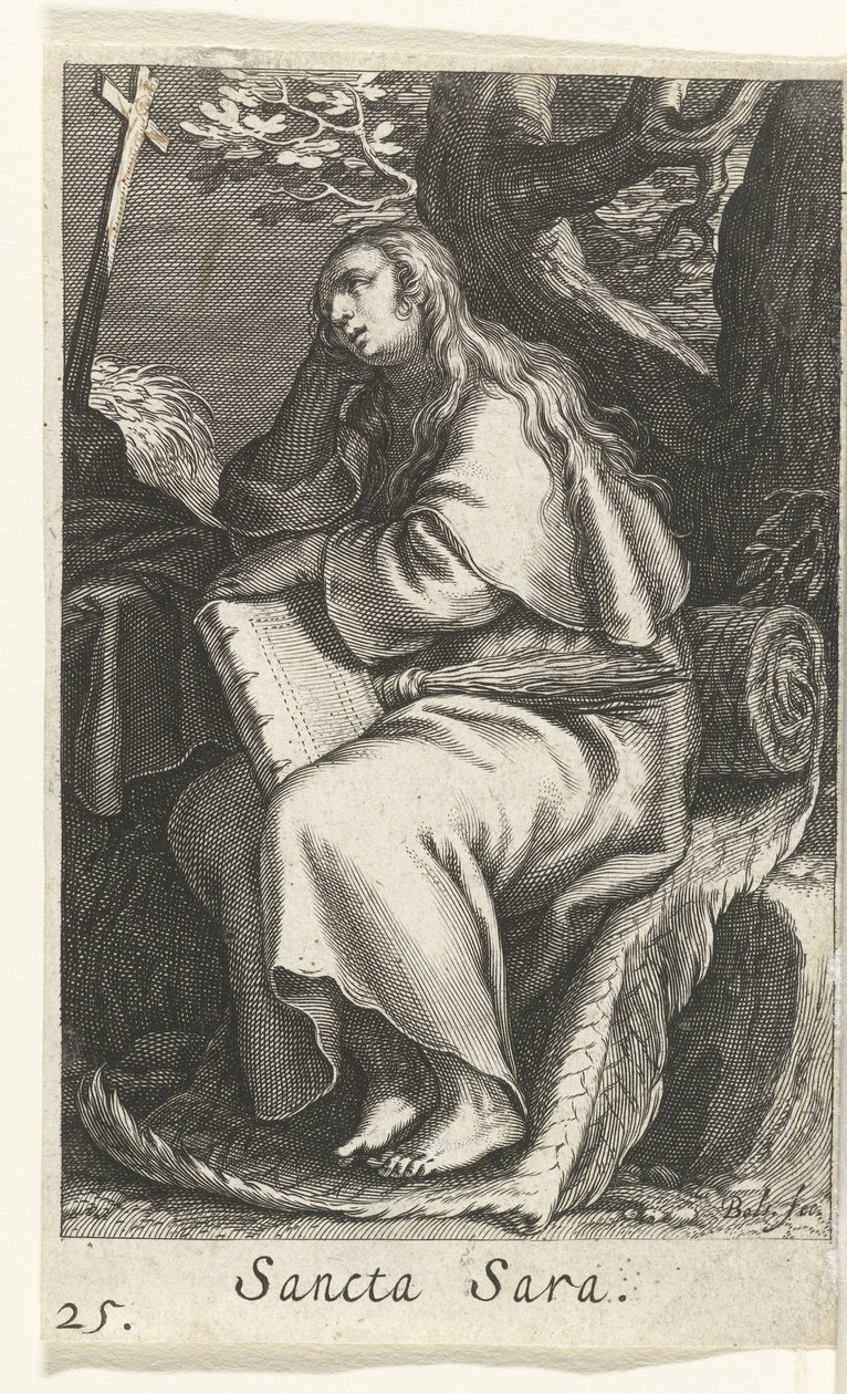Den hellige Sarah af Libyen Sancta Sara (titel på objekt) Eremitinder (serietitel) Sacra Eremus Ascetriarum (serietitel) af Boëtius Adamsz. Bolswert