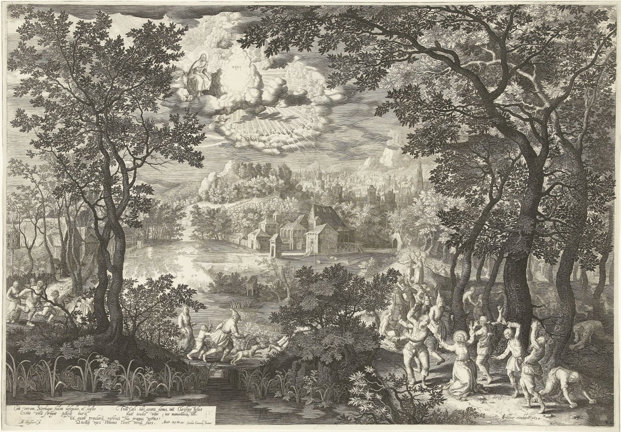 Landskab med Sankt Stefans martyrium af Boëtius Adamsz. Bolswert