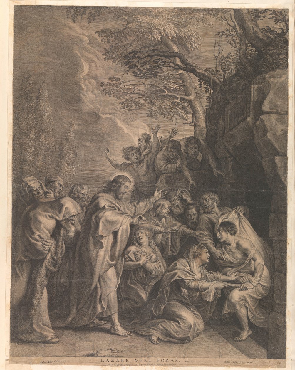 Opdragelse af Lazarus Lazare, veni foras (titel på objekt) af Boëtius Adamsz. Bolswert