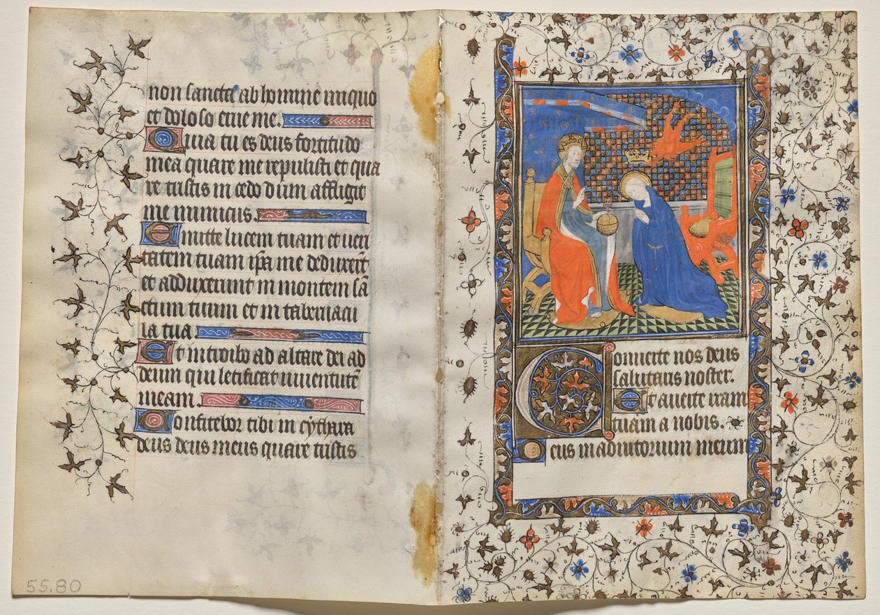 Bifolio fra en tidebog: Jomfruens kroning (recto) af Boucicaut Master