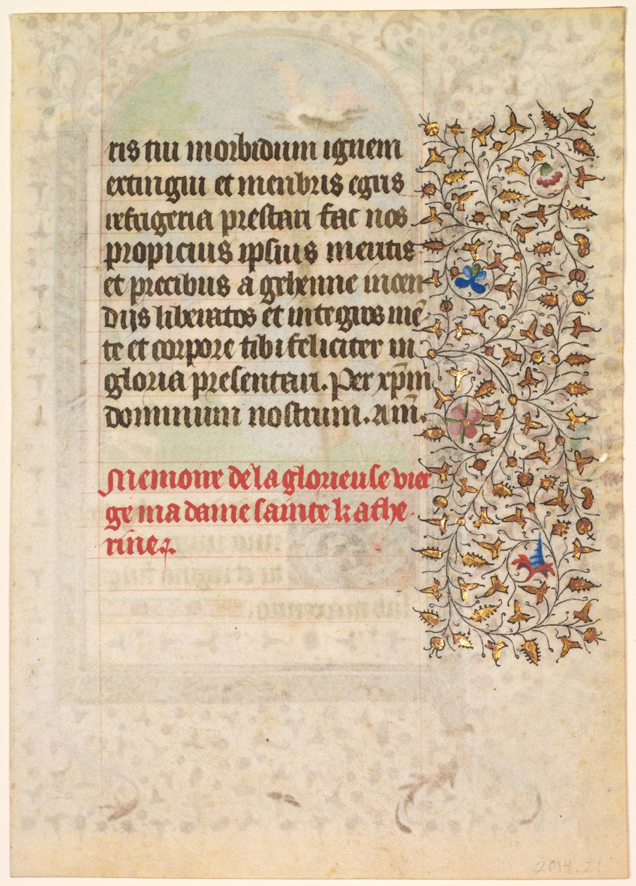 Blad fra en timebog: Tekst verso, ca. 1415. af Boucicaut Master