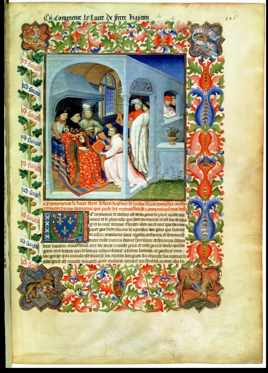Fr 2810 f.226, bror Hayton præsenterer sin bog til Jean Sans Peur, fra 