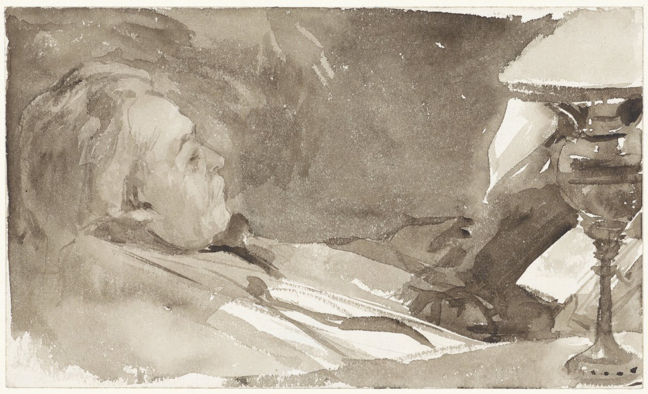 Portræt af Alphons Marie Antoine Joseph Grandmont, læser ved en lampe af Bramine Hubrecht