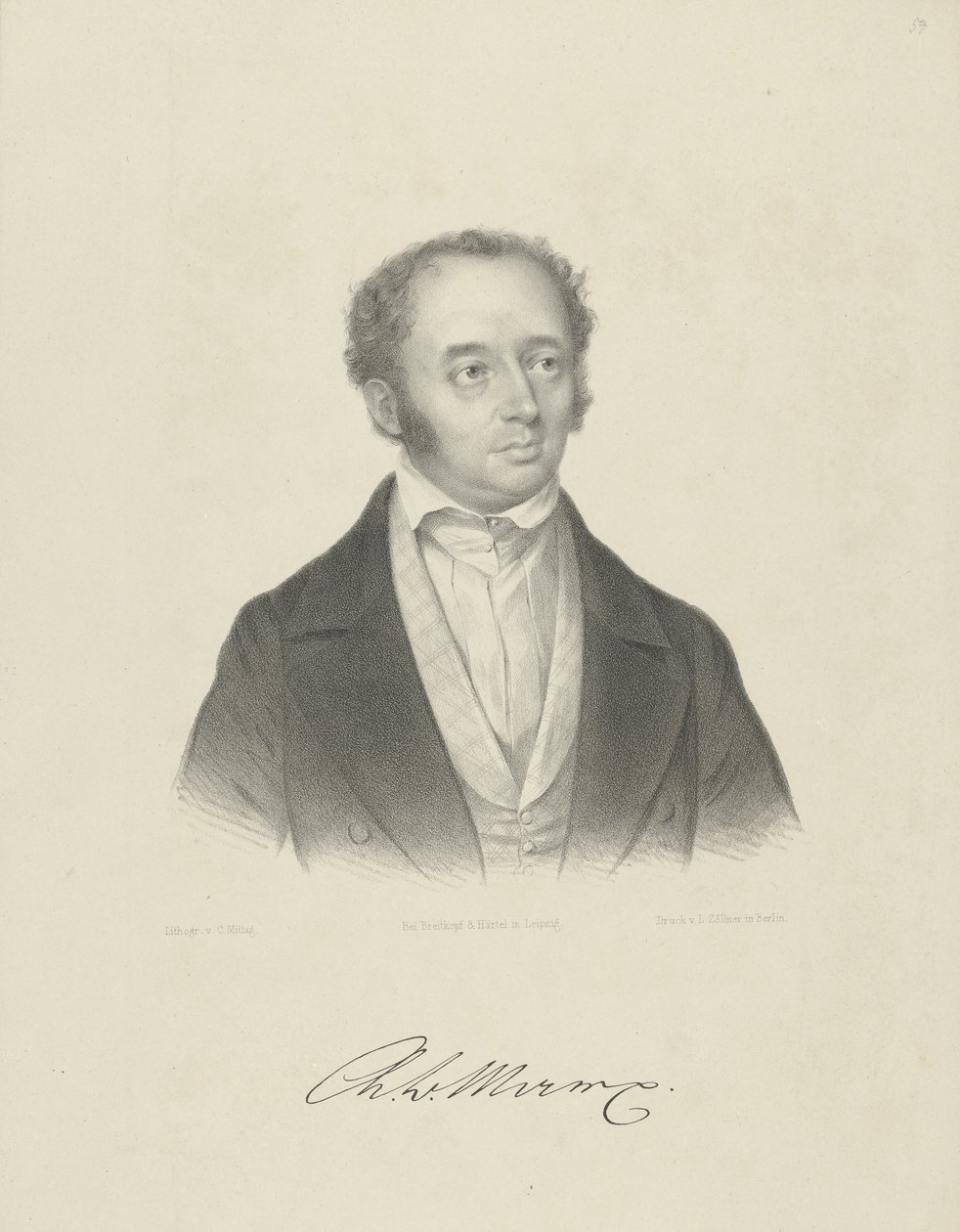 Portræt af Adolph Bernhard Marx 1795-1866, ca. 1830-1840. af Breitkopf and Härtel
