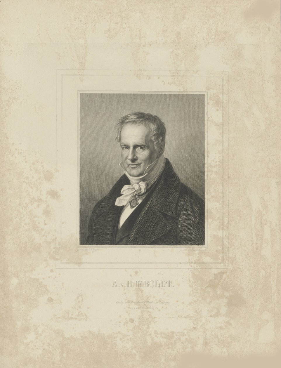 Portræt af Alexander von Humboldt 1769-1859, ca. 1850. af Breitkopf and Härtel
