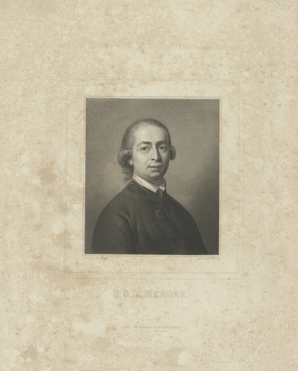 Portræt af Johann Gottfried von Herder 1744-1803, ca. 1830-1840. af Breitkopf and Härtel