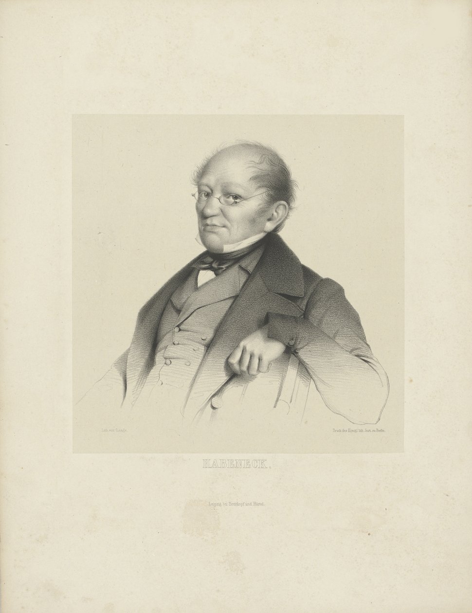 Portræt af komponisten François Antoine Habeneck 1781-1849, ca. 1840. af Breitkopf and Härtel