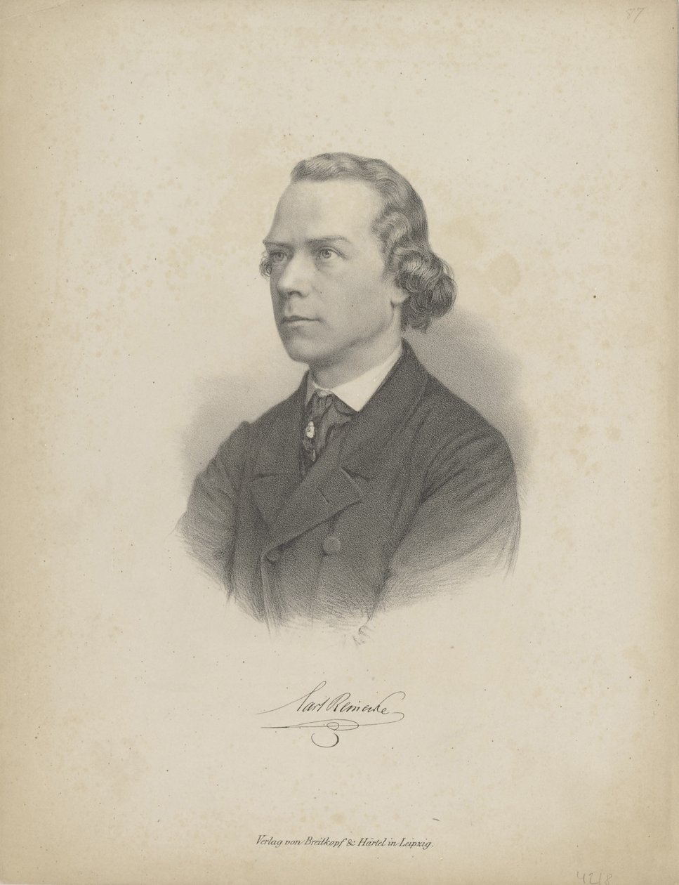 Portræt af pianisten og komponisten Carl Heinrich Carsten Reinecke 1824-1910, ca. 1850 af Breitkopf and Härtel