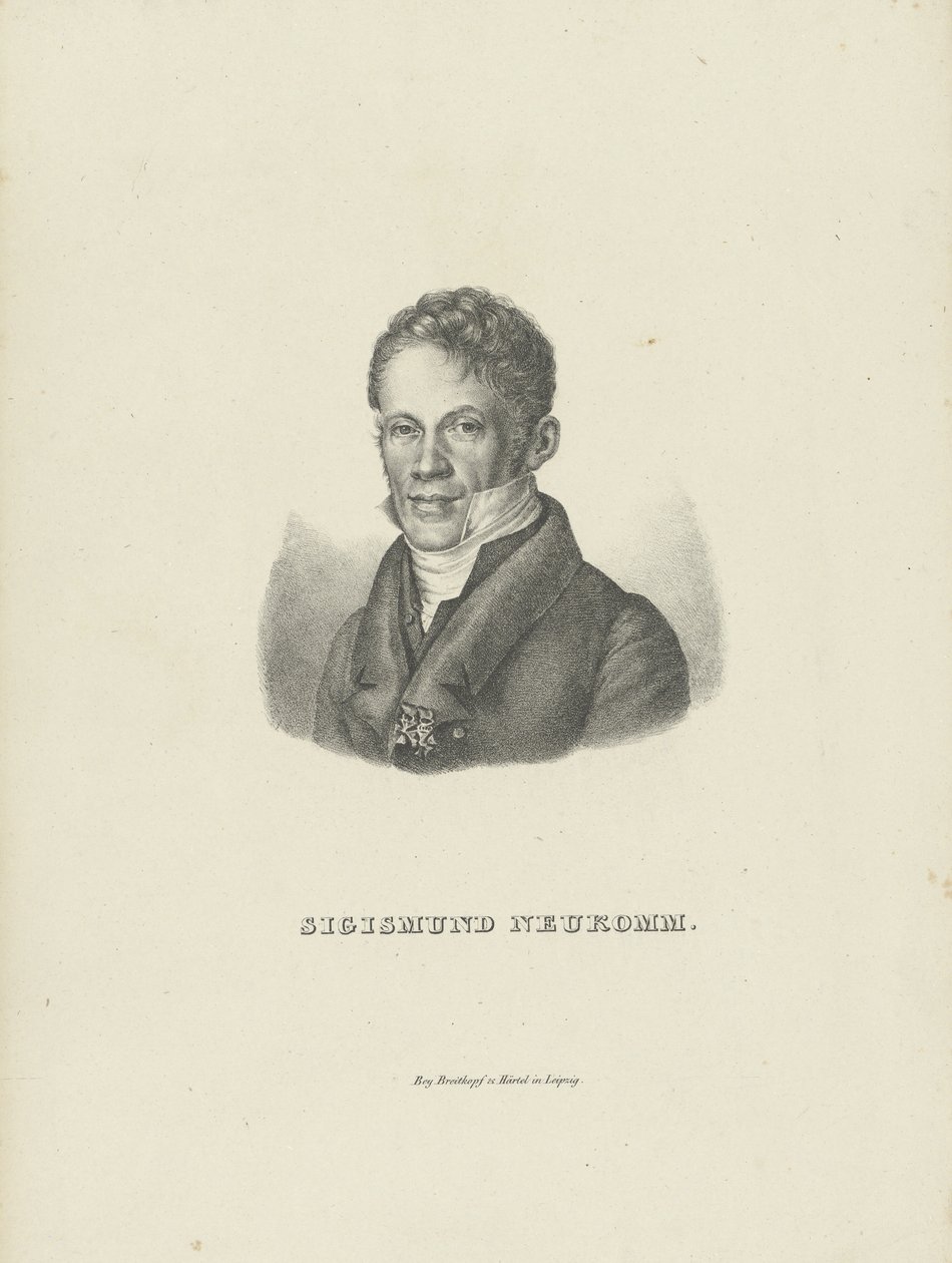Portræt af pianisten og komponisten Sigismund von Neukomm 1778-1858, ca. 1830. af Breitkopf and Härtel
