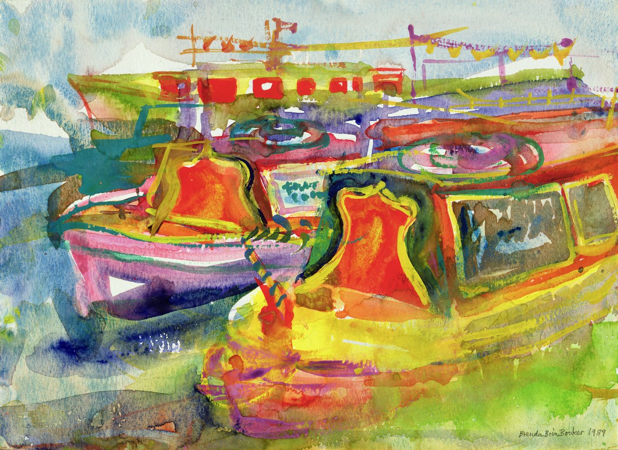 Canal Boats, 1989 (wc på papir) af Brenda Brin Booker