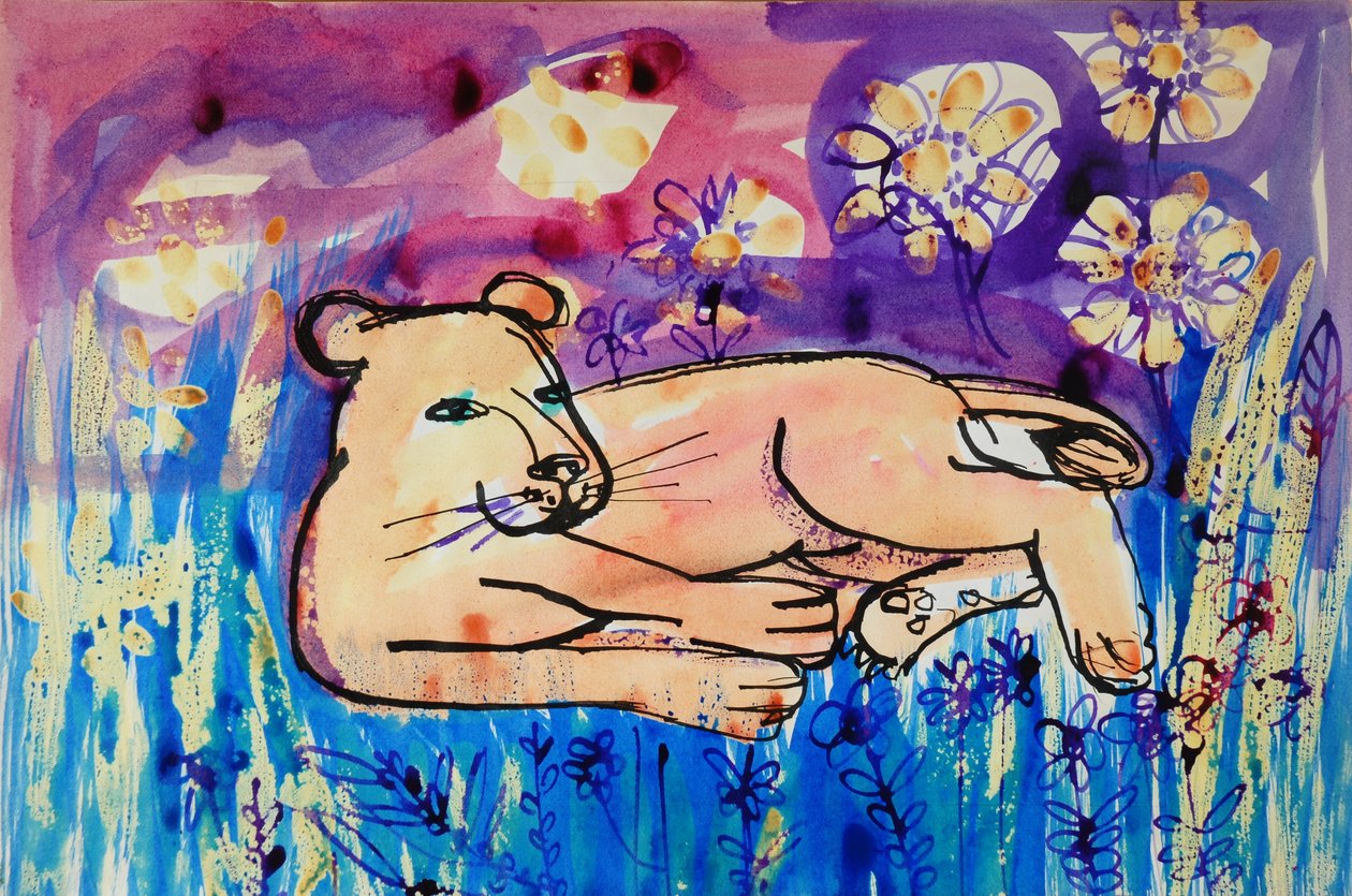 Lioness (akrylplakatfarve og farvet blæk) af Brenda Brin Booker