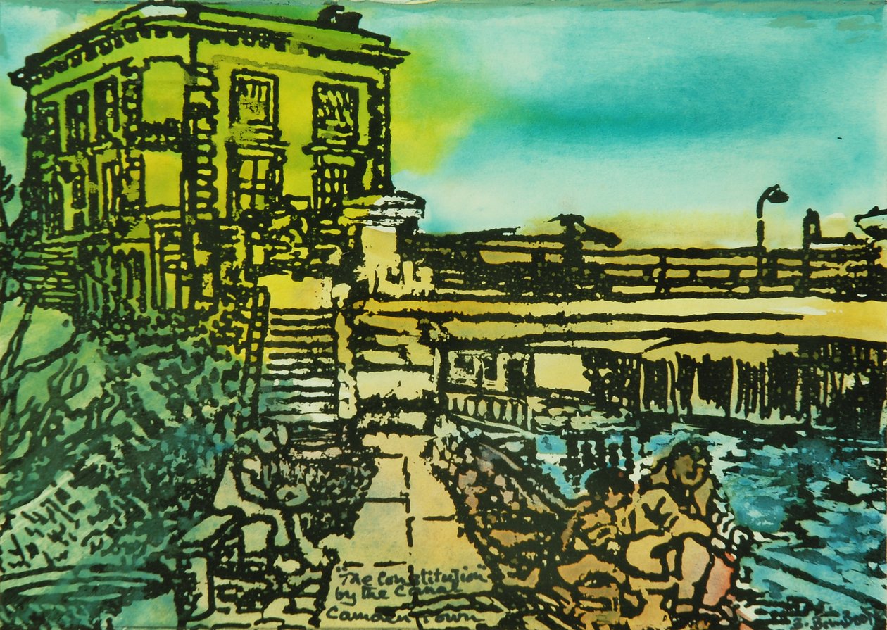 The Constitution Pub, Regents Canal (akvarel på papir) af Brenda Brin Booker