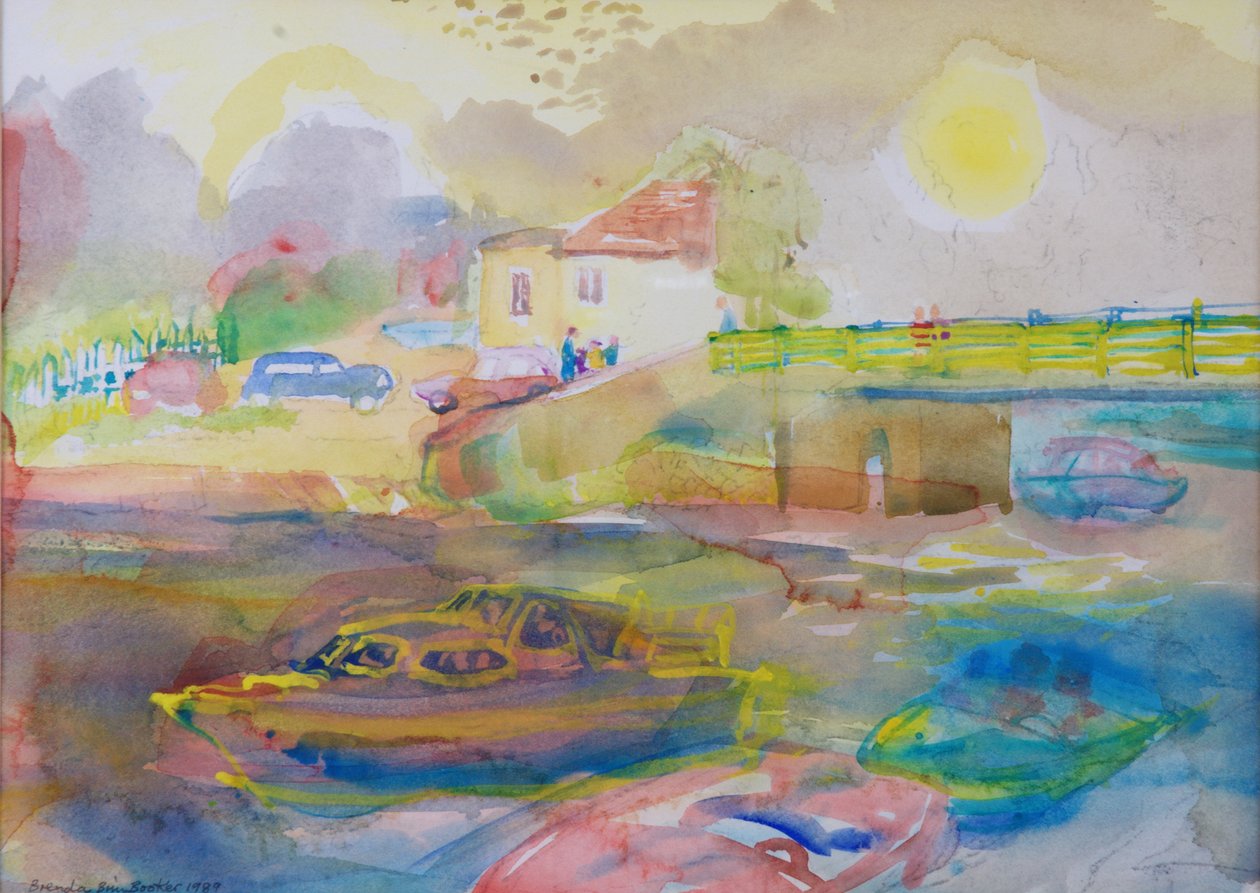 Village by the River, 1989 (wc på papir) af Brenda Brin Booker