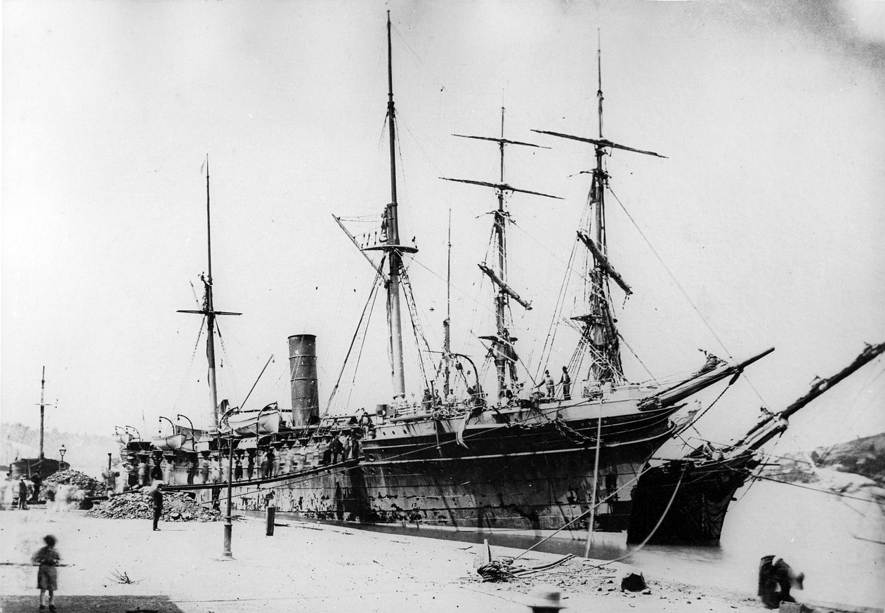 HMS Ebro ved St Lucia Coaling Station, ca. 1880