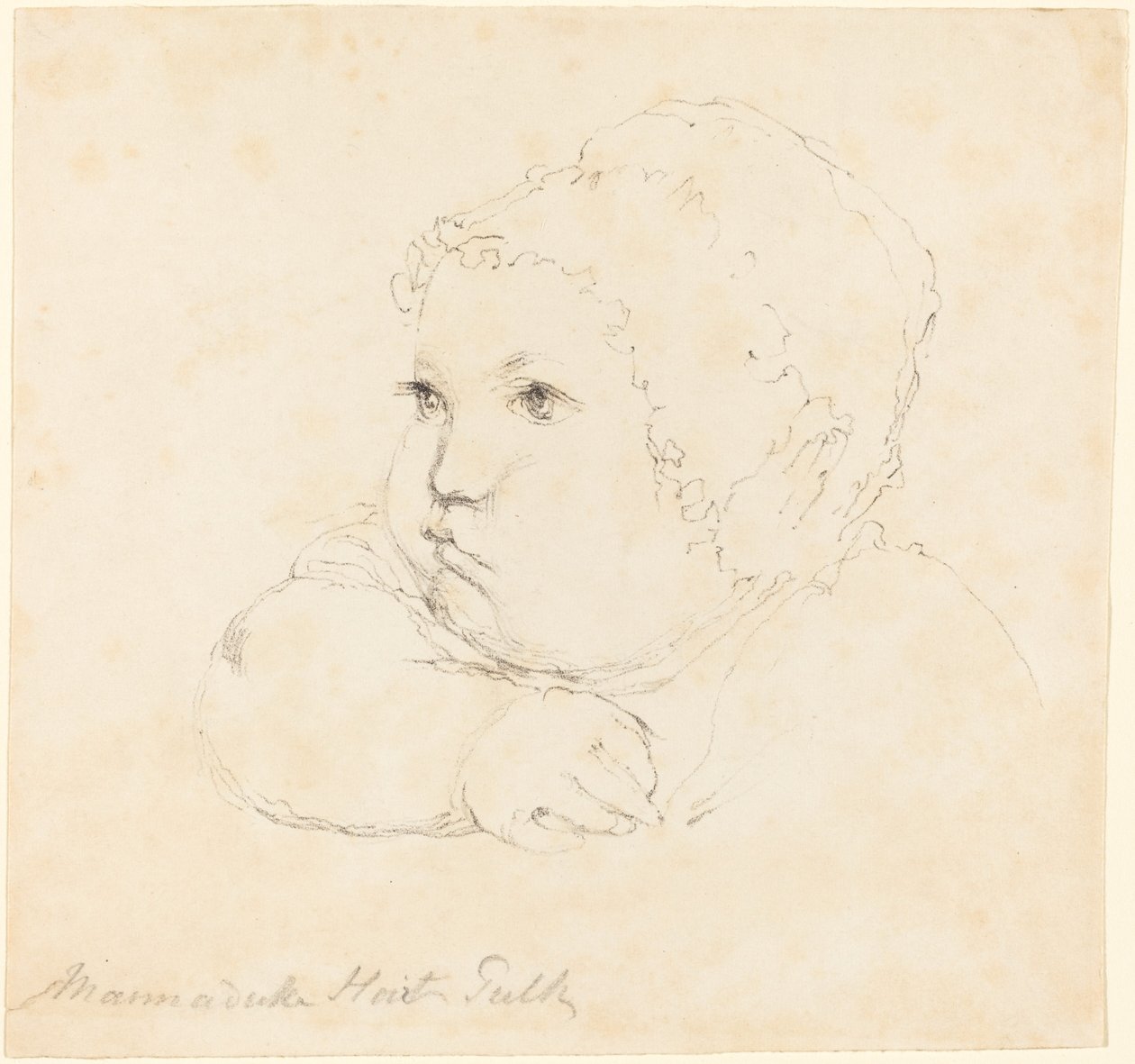 Hoved af et barn i kasket af British 18th Century after John Flaxman