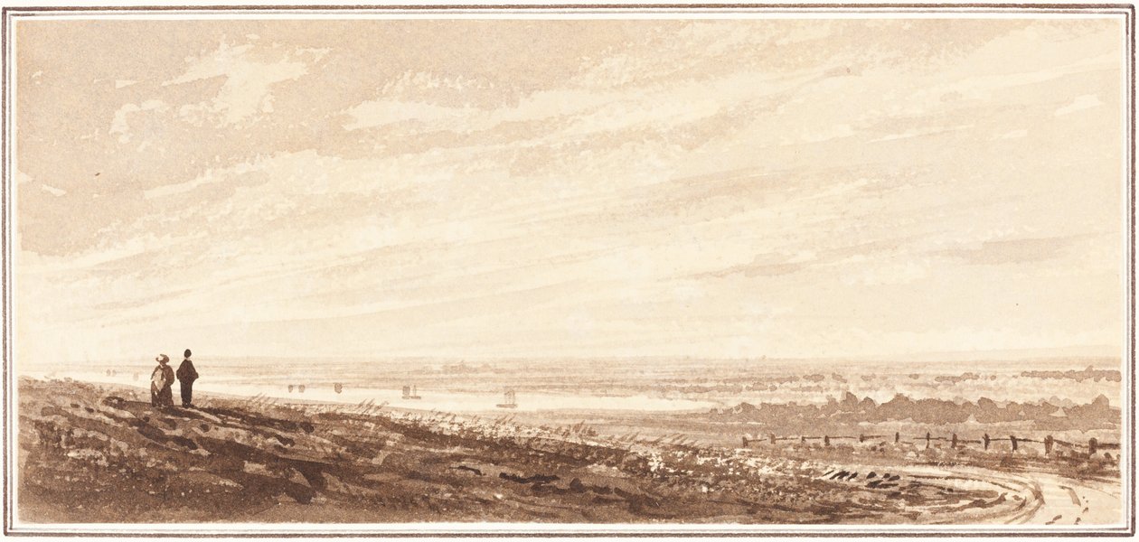 Figurer med udsigt over en bugt nær munden af Paye, Lincolnshire af British 19th Century