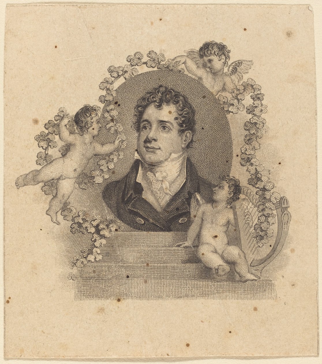 Portræt af en ung herre omgivet af amoriner; Lord Byron? af British 19th Century