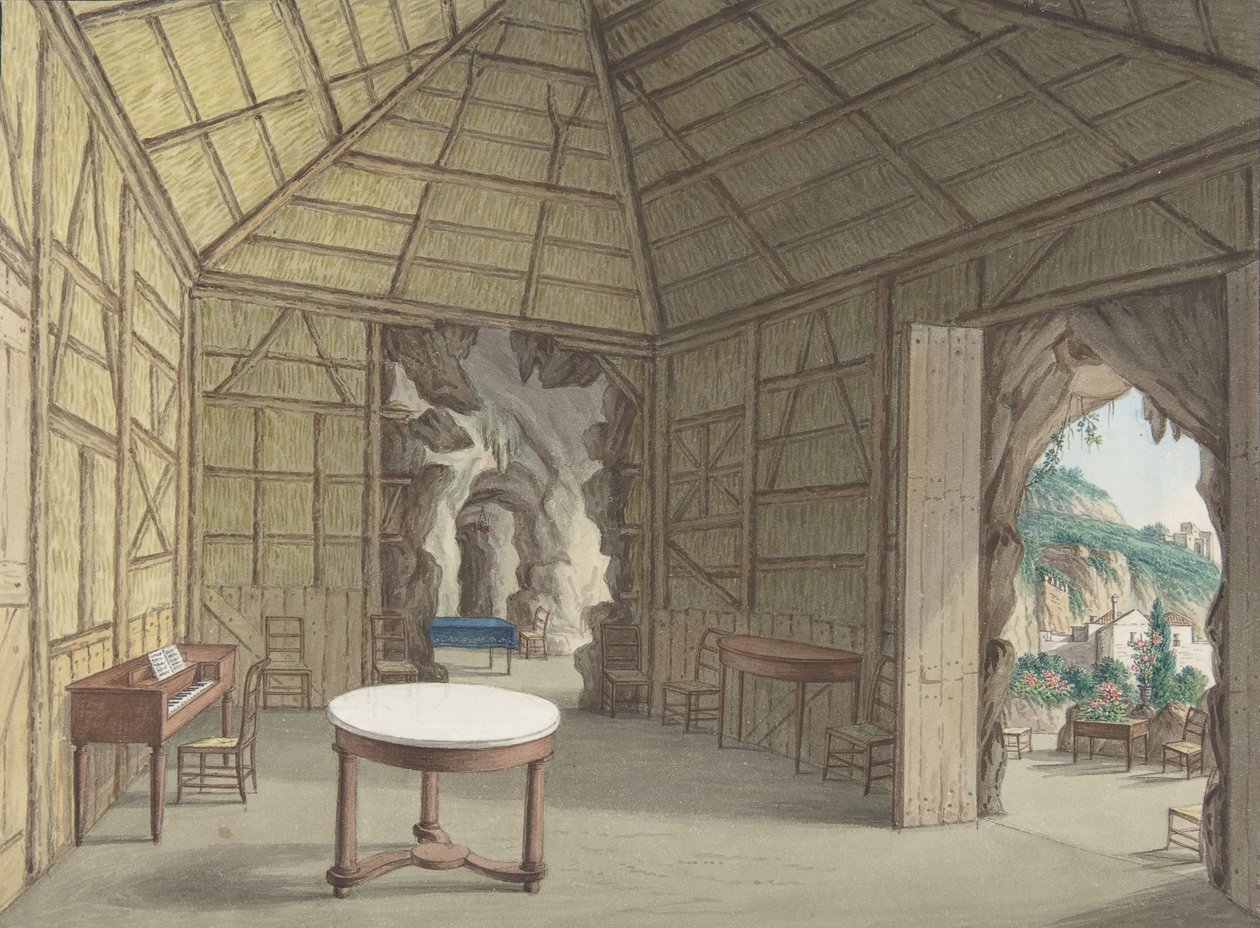 Spisestue, Villa Barbaja, Napoli, 1800-1870. af British Anonymous 19th Century.