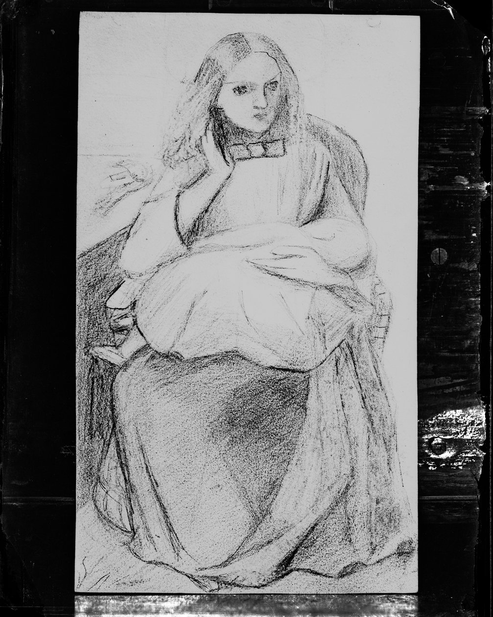 Fotografisk reproduktion af "Figurstudie af siddende kvinde med barn" af British Photographer
