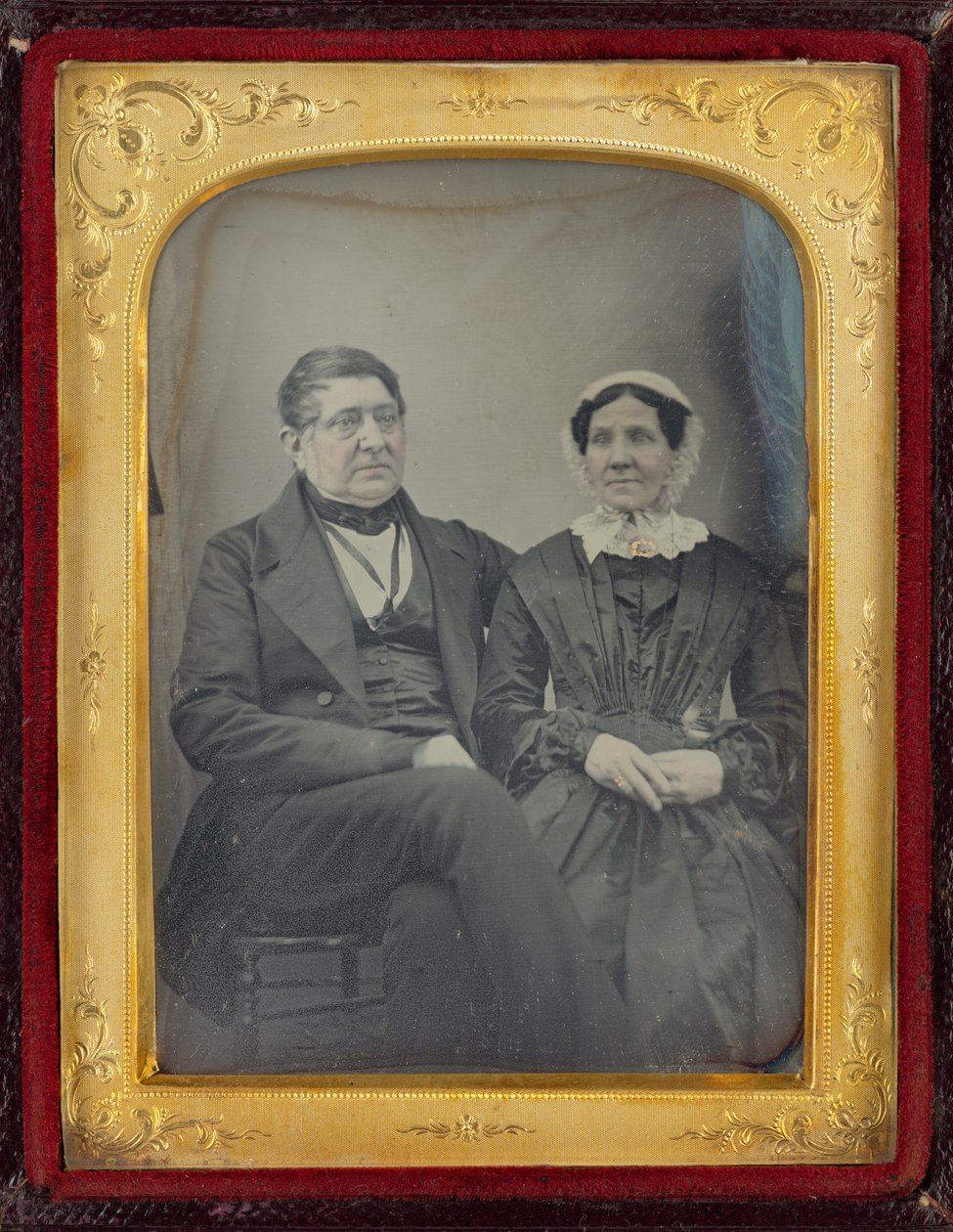 Portræt af en mand og en kvinde, ca. 1850 (foto) af British Photographer