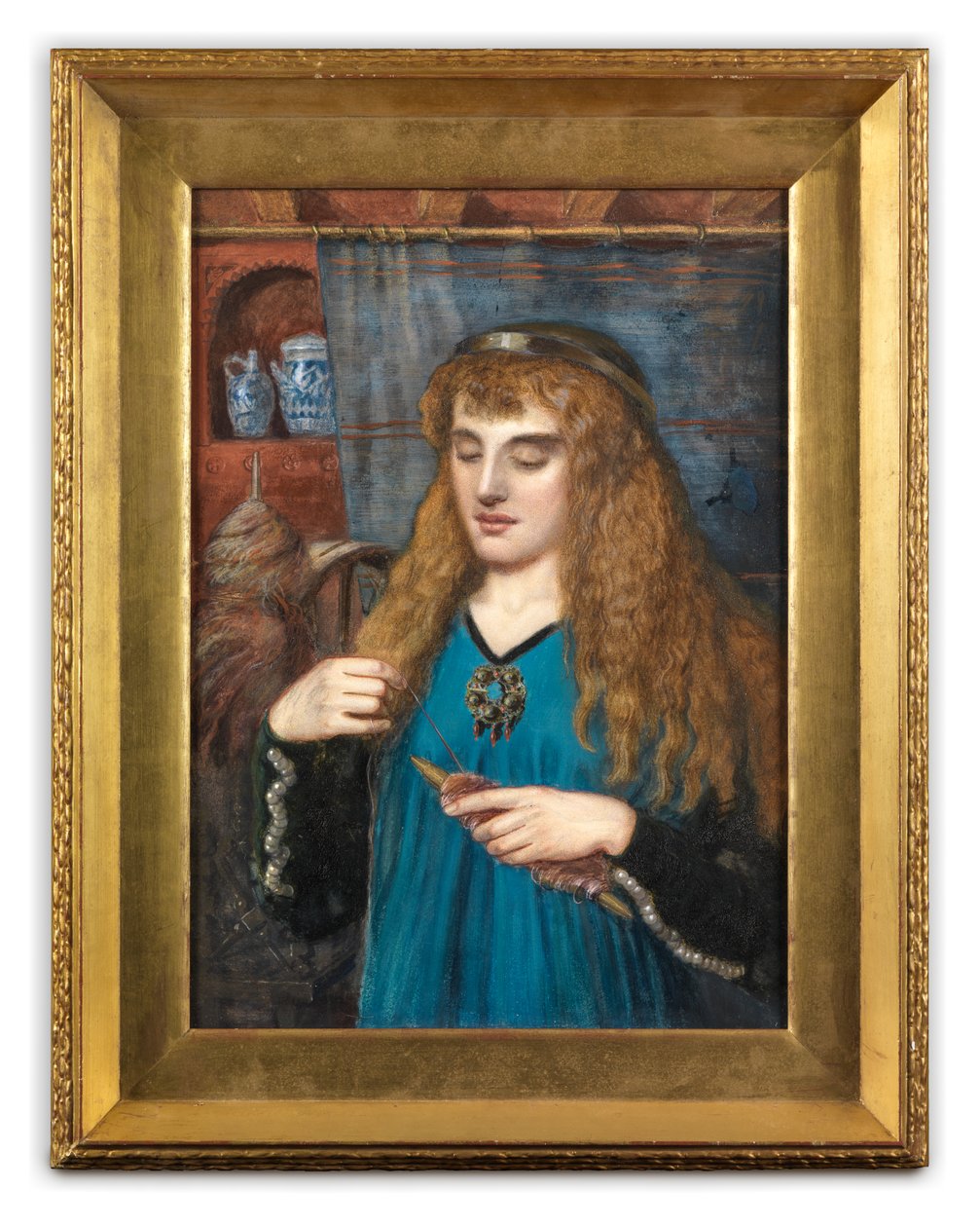 A Maiden Winding Wool, c 1890 (gouache, akvarel og kropsfarve på kort) af British School