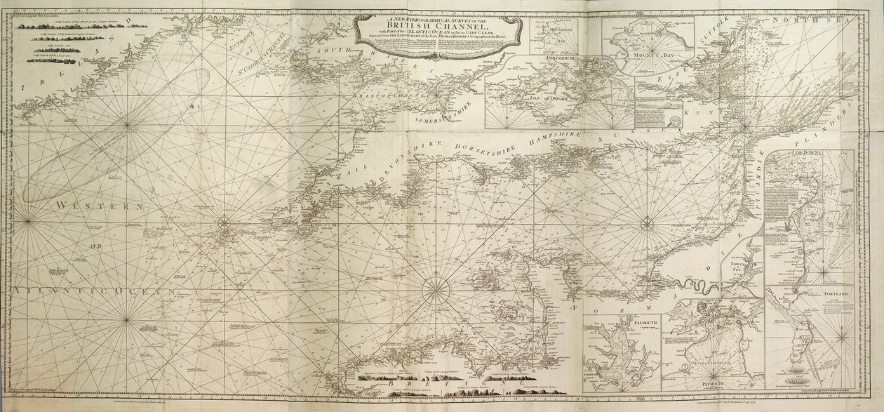 En ny hydrografisk undersøgelse af den britiske kanal med en del af Atlanterhavet så langt som Cape Clear, forbedret fra det store kort fra afdøde Thomas Jefferys Geographer to the King. af British School