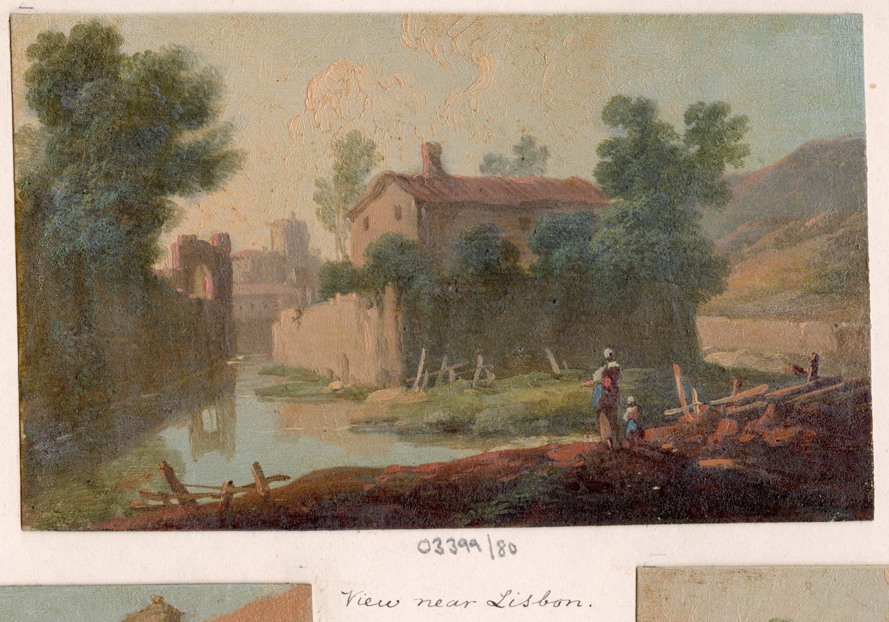 En række skitser, udsigter i Storbritannien, kontinentet og Amerika 1772-1778 (oliemaleri) af British School
