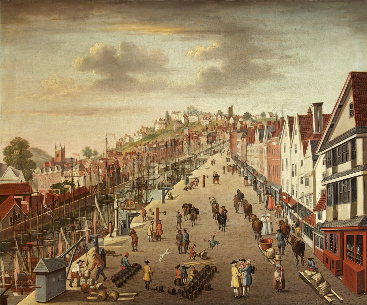 Broad Quay, Bristol, ca. 1760 (olie på lærred) af British School