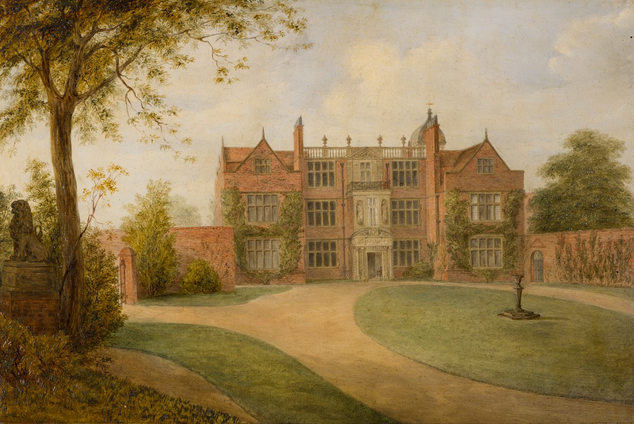 Castle Bromwich Hall, Warwickshire, ca. 1850-1900 (olie på lærred) af British School