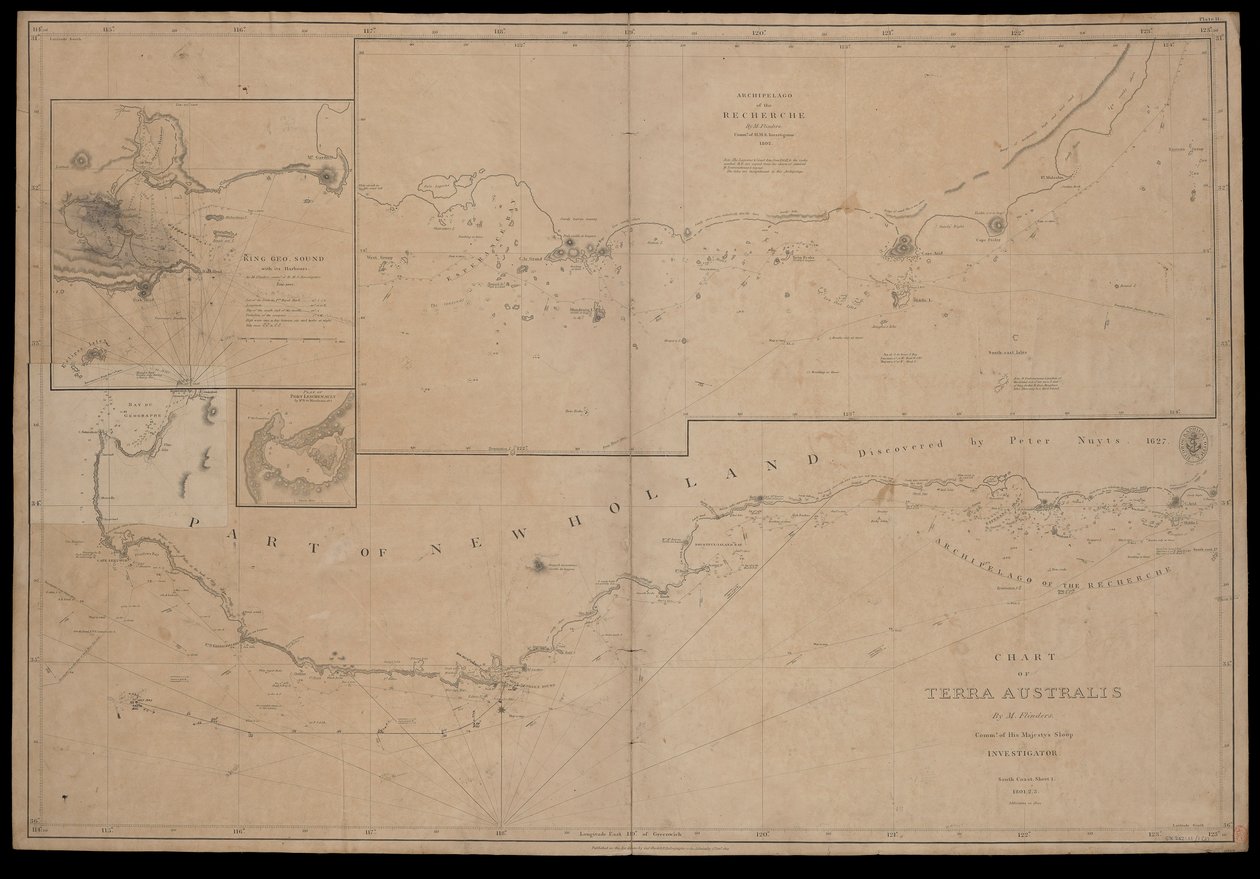 Kort over Terra Australis af M. Flinders, kommandør på Hans Majestæts slup 