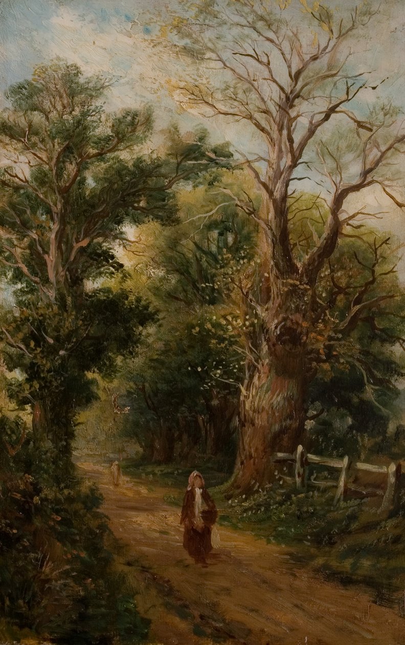 Country Lane, måske Church Lane, Allesley, ca. 1880 (olie på lærred) af British School