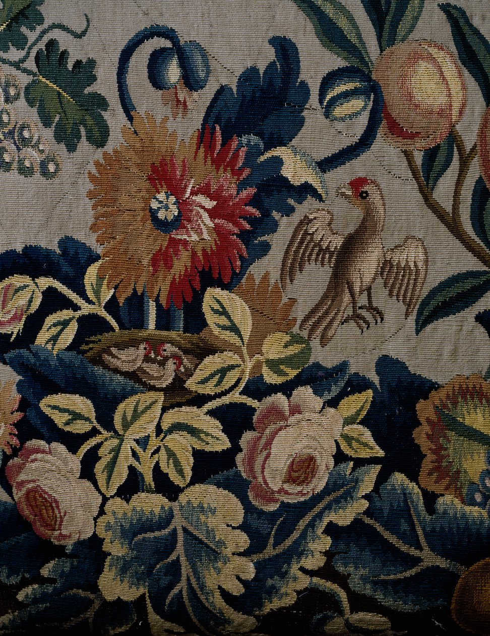 Blomstermønster, detalje fra polstring af sofa i George I-stil, ca. 1725, Storbritannien af British School