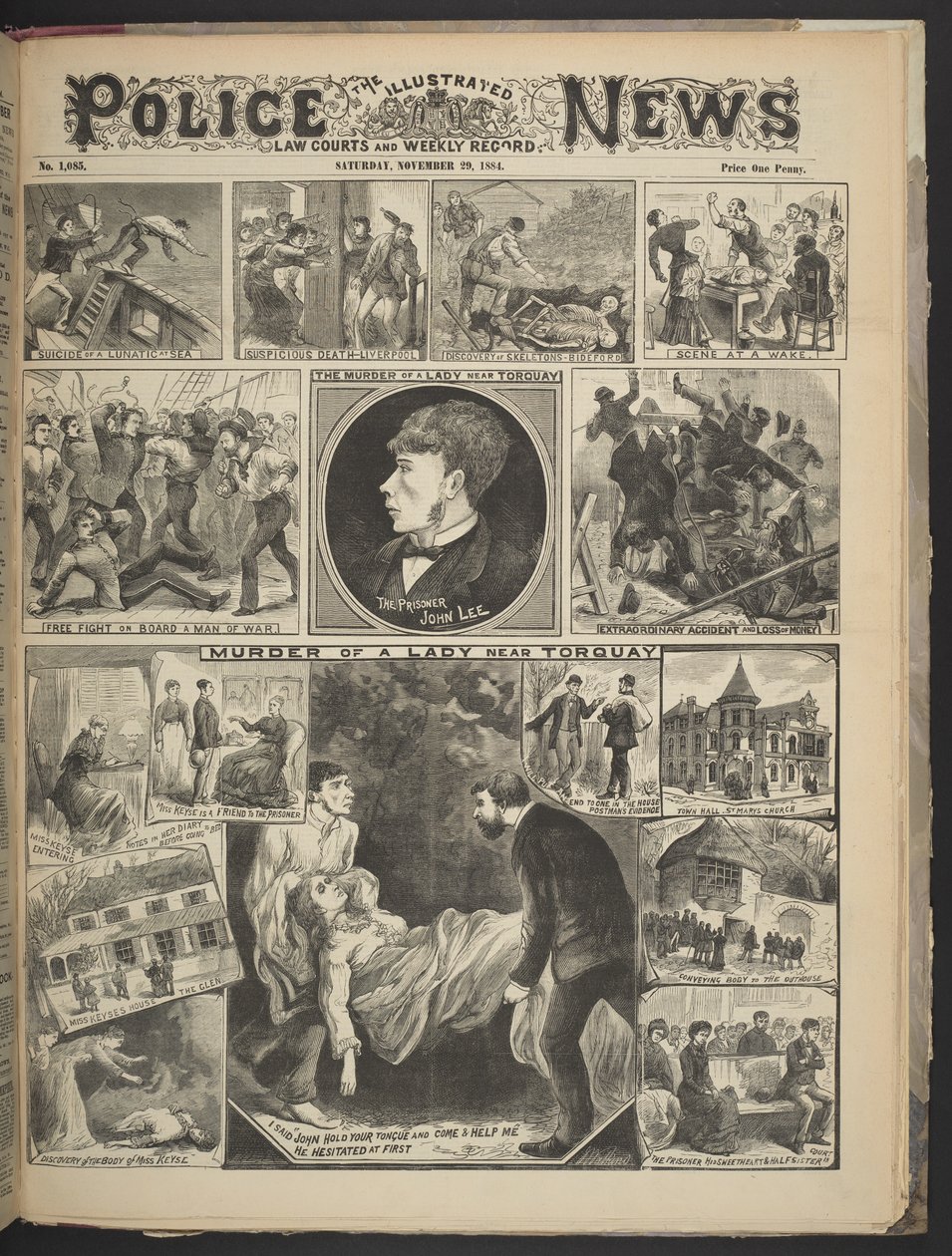 Forside af Illustrated Police News, 29. november 1884 (litho) af British School